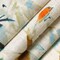 Blue Orange Stain Resistant Performance Leaves Botanical Print Upholstery Fabric by The Yard - SKU: Ellison Fiesta